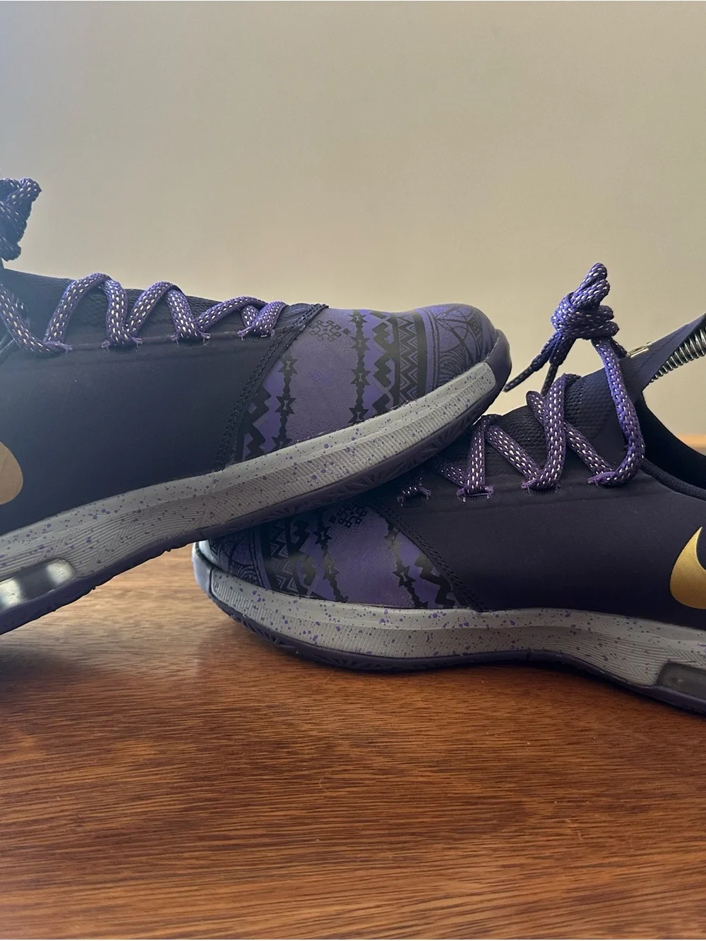 Nike KD 6 BHM Black History Month Purple Gold 599477-501 Boys Youth Sz 5.5Y